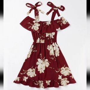 Womens Floral Print Ruffle Hem Tie Shoulder Dress